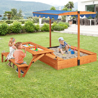 Outdoor Foldable Kids Wooden Sand Box with Lid Cover