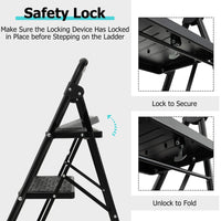 3 Step Ladder, Folding Step Stool w/ Padded Handgrip & Wide Anti-Slip Pedal