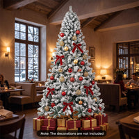 275cm Snow Flocked Artificial Christmas Tree w/PVC Branch Tips