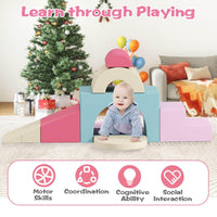 7-Piece Foam Climbing Blocks Soft PU Leather Play Gym