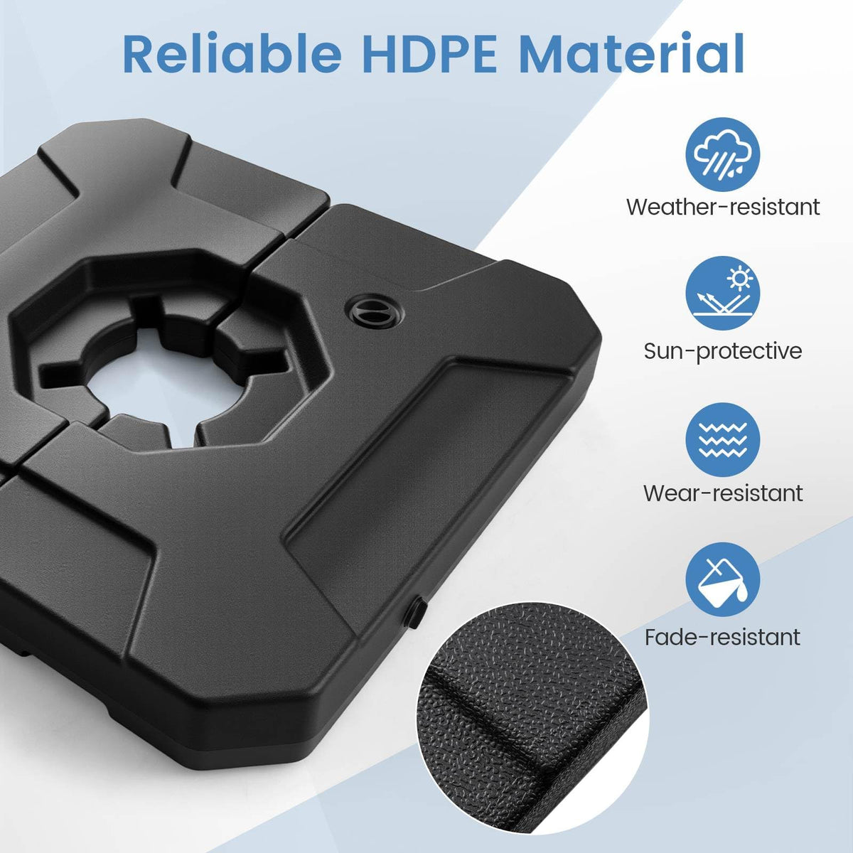 124kgCantilever Patio Umbrella Base,Heavy-Duty 2-Piece Square Plates