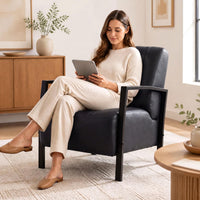 Giantex PU Leather Upholstered Armchair with Padded Seat & Back