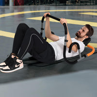 Portable Ab Mat Trainer with Padded Headrest for Core Muscle Strength Sit Up Training