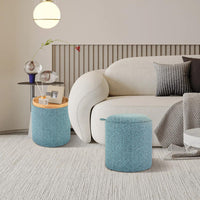 Giantex Round Ottoman Set of 2, Upholstered Storage Ottoman
