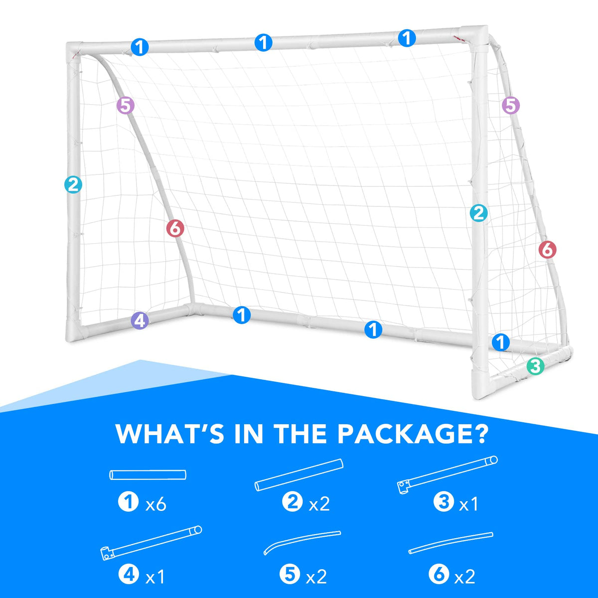 Kids Portable Soccer Goal, 1.8m x 1.2m FT Backyard Soccer Goal and Net with Strong PVC Frame