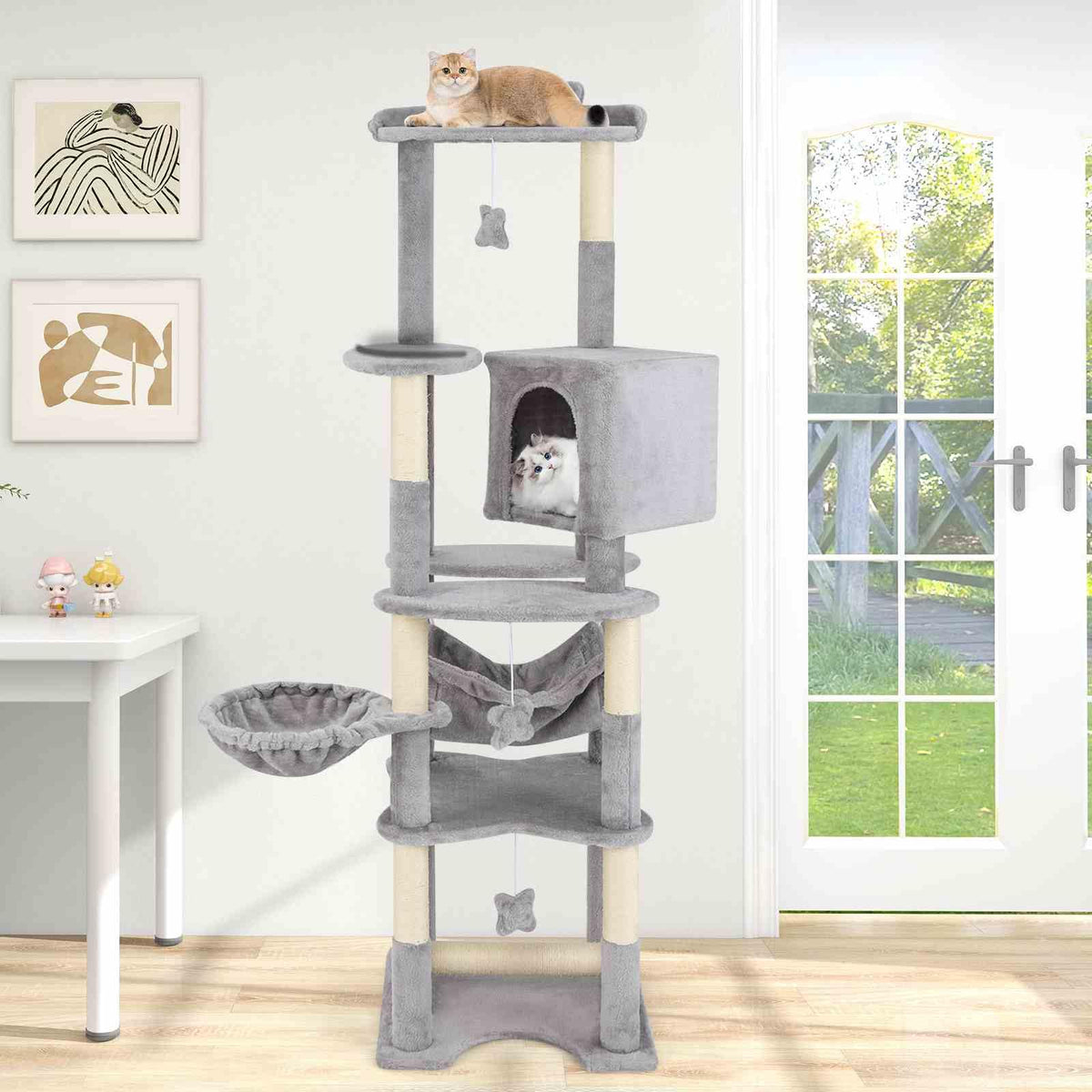 176 cm Tall Cat Tree Indoor Cat Tower Pet Furniture with Sisal Scratching Posts