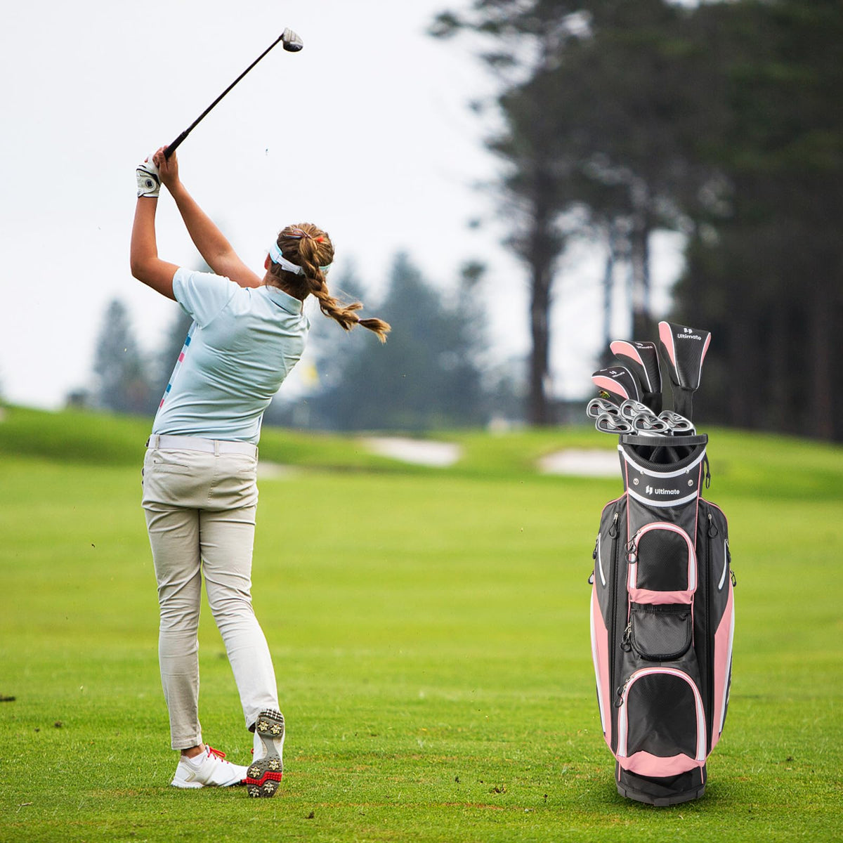 Men/Women's Complete Golf Club Set 9 Pieces, Includes 460cc Alloy Driver