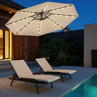 3m Solar Offset Hanging Umbrella with Base, Patio Cantilever Umbrella