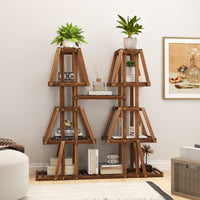 Indoor Outdoor Trapezoid Plant Rack for Multiple Plants, 5-Tier 10 Potted Flower Pot Holder