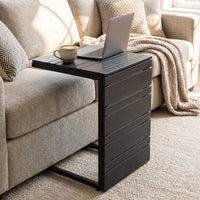 Outdoor C-Shaped Side Table w/Wood Plastic Tabletop