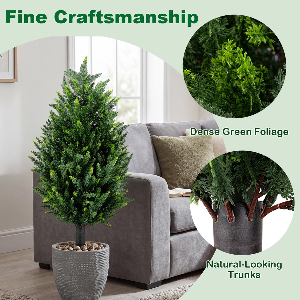 Giantex 2 Pack Artificial Cypress Topiary Trees 90cm Faux Cone Bushes
