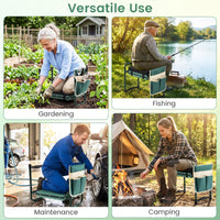 Foldable Garden Kneeler with Wide EVA Padding & Tool Pouch for Gardening