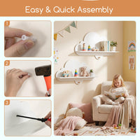 Cloud Shape Wall Shelves with Hooks for Kid Room and Nursery Decor