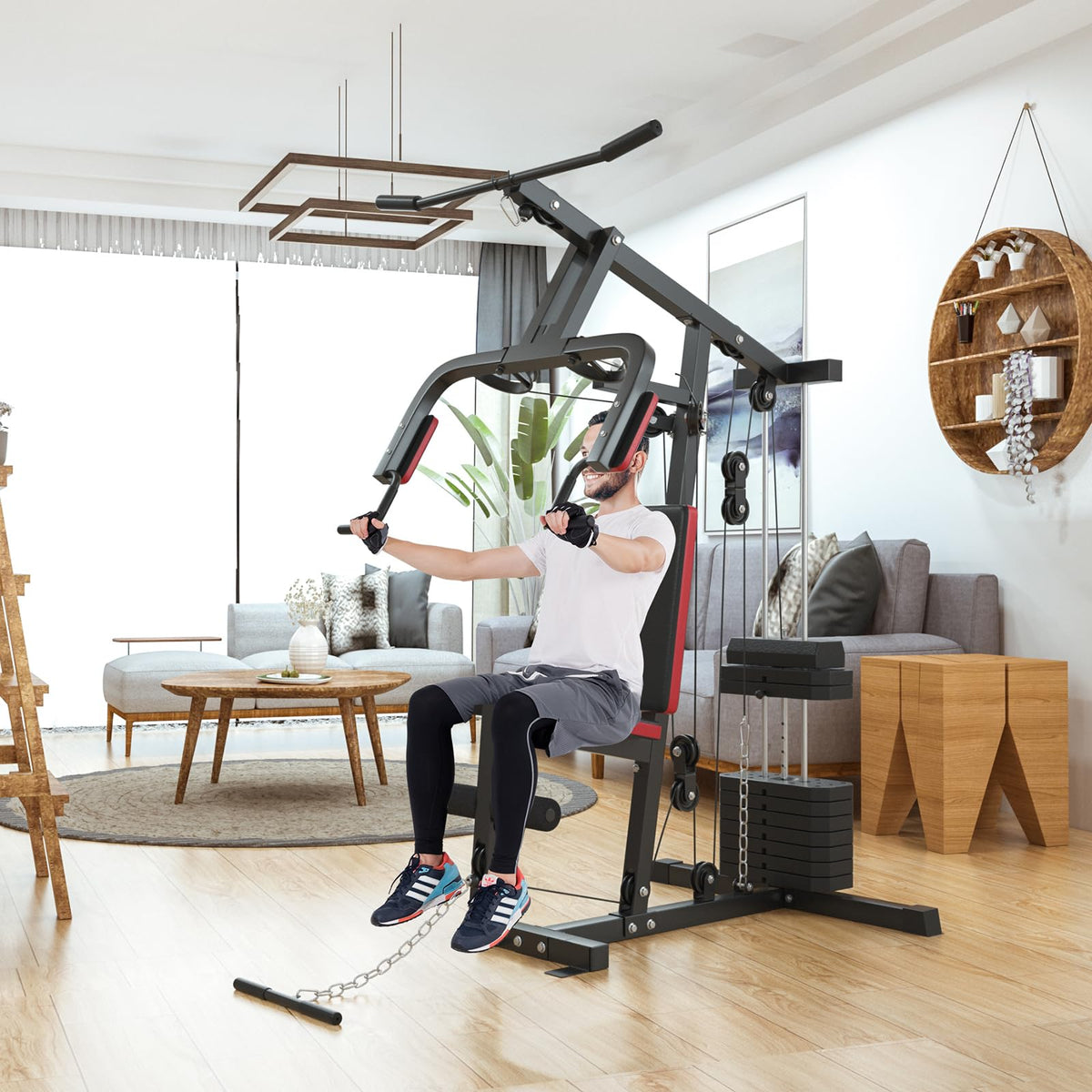 Ergonomic Workout Equipment with Pulley, Arm and Leg Developer for Total Body Training