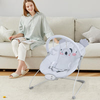 Portable Baby Bouncer, Infant Rocker Seat w/Detachable Toy Bar, Machine Washable Cover, Music & Vibration