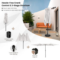 426 CM Double-Sized Patio Umbrella with Crank Handle, Vented Tops