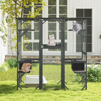Large Outdoor Wooden Cat House 180cm Catio Enclosure w/Weatherproof Asphalt Roof
