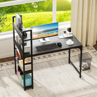 Computer Desk with Power Strip, 120 CM Study Writing Desk with Bookshelf, AC Outlets, USB Port