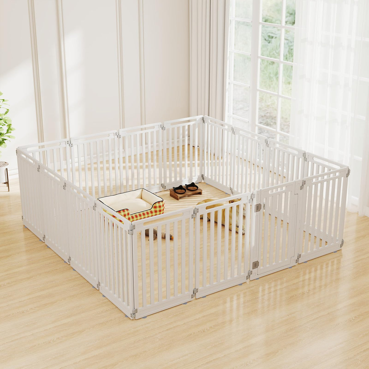 Indoor Outdoor Dog Playpen, 81cm Height, 8 Panels, Plastic Pet Fence