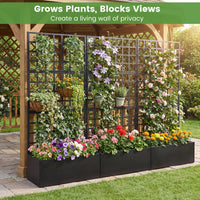 Metal Raised Garden Bed with Trellis, 90 x 40 x 180 cm Galvanized Planter Box