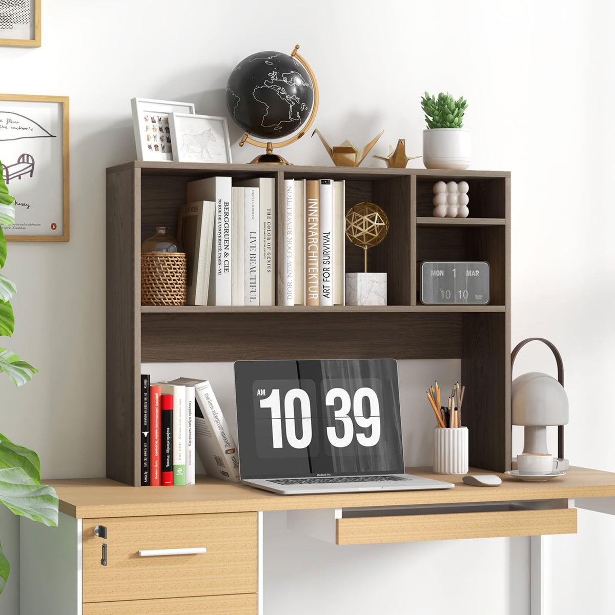 Countertop Storage Hutch with 4 Cubes for Dorm Home Office College Dressing Tabletop