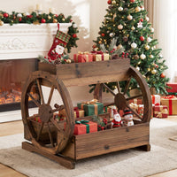 Wood Wagon Planter 2-Tier with 3 Growing Boxes and Wheels