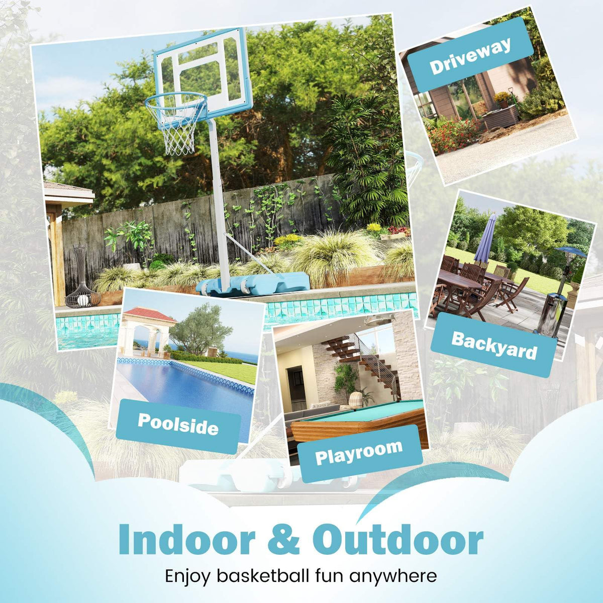 Pool Basketball Hoop with 82cm Shatterproof Backboard