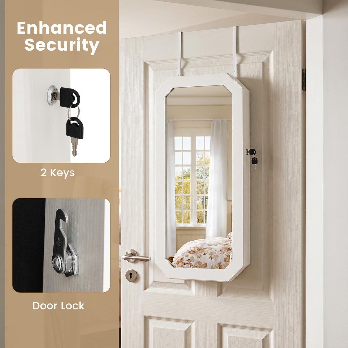 Lockable Full-Length Mirror Jewelry Cabinet