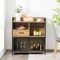 Giantex Industrial Sideboard Cabinet w/ Drawer & Doors, Freestanding Storage Cabinet, Rustic Brown