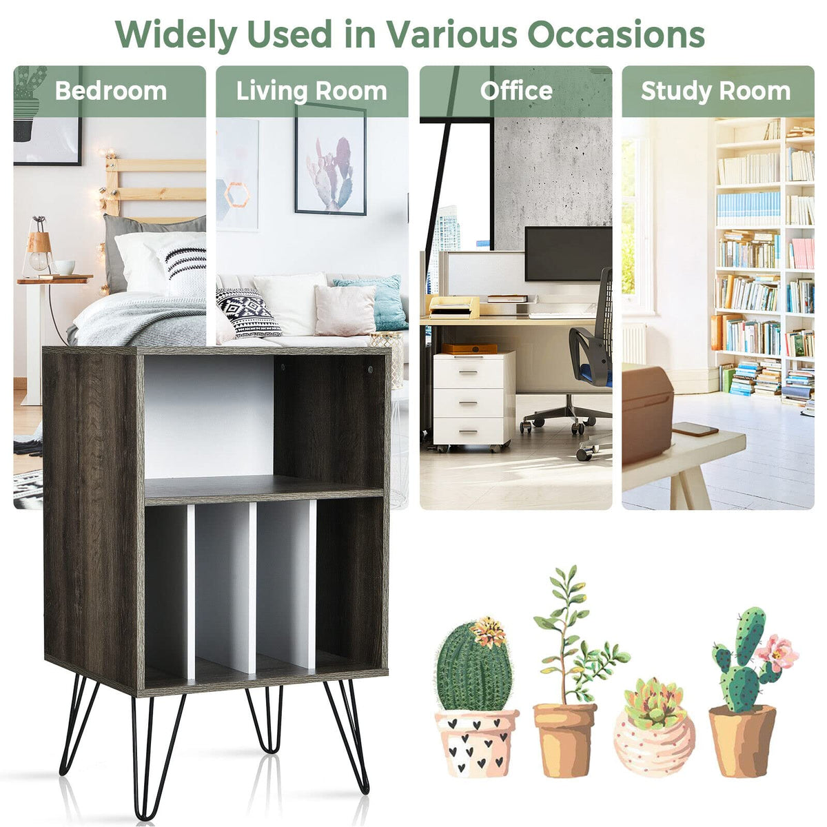 Giantex File Cabinet, Split Storage Space, Display Bookshelf, Record Storage Cabinet