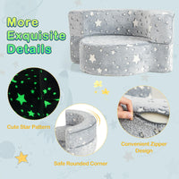 2-in-1 Toddler Chair Glow in the Dark Kids Couch with Removable and Washable Cover