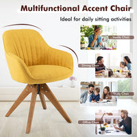Giantex Modern Swivel Accent Chair, Dining Chair Upholstered Armchair w/Beech Wood Legs