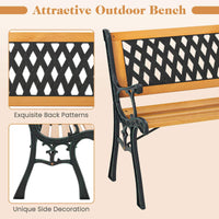 3-Person Outdoor Bench, Retro Park Bench w/Slatted Seat & Curved Armrests