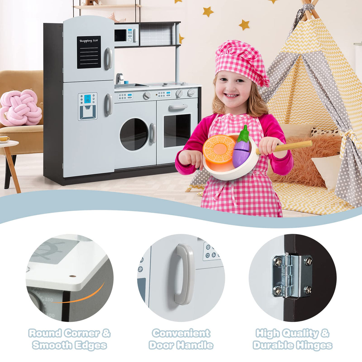 Pretend Play Toy Set with Washing Machine for Age 3+