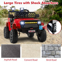 12V Kids Ride on Truck Car Jeep with Parental Remote LED Lights and Dual Motor