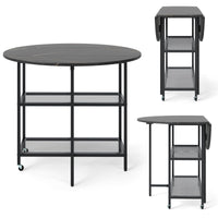 Mobile Folding Dining Table Seats 2-4 People, Round Drop Leaf Kitchen Table