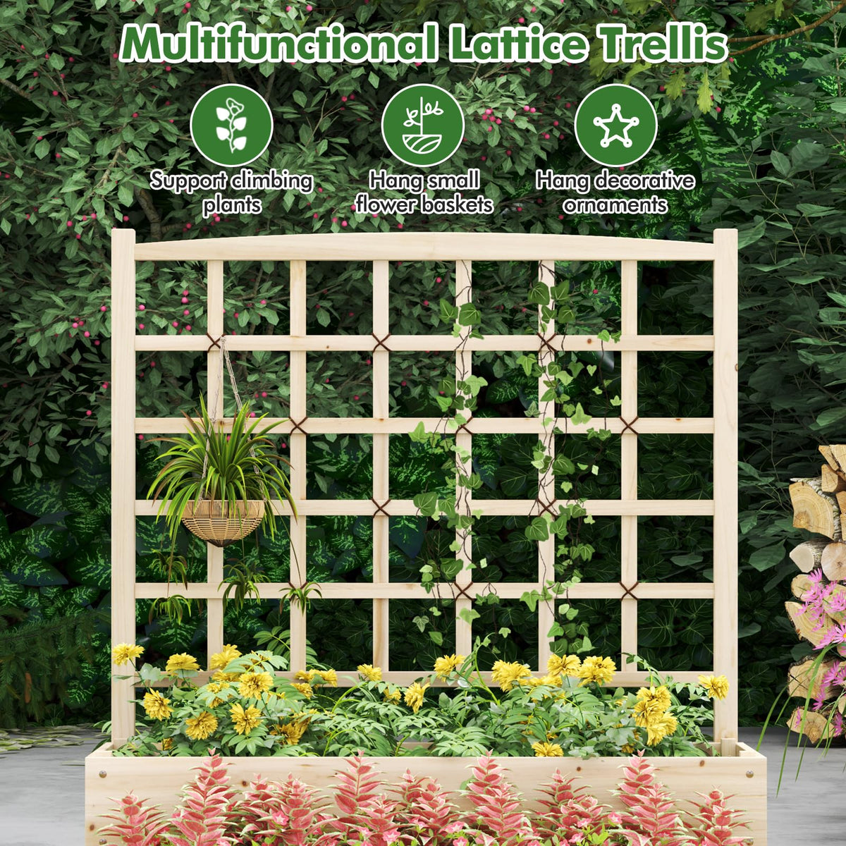 3-Tier Raised Garden Bed with Trellis and Elevated Planting Frame