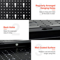 Costway 3PCs Pegboard Wall Organizer Board Kit Metal Toolboard Wall Hanging Rack w/25 Accessories Kitchen Garage