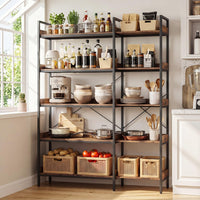 Giantex 5-Tier Corner Bookshelf Convertible L-Shaped with Metal Frame