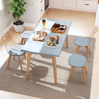 4-Pack Clear Dining Chairs with Wood Legs & PU Cushion