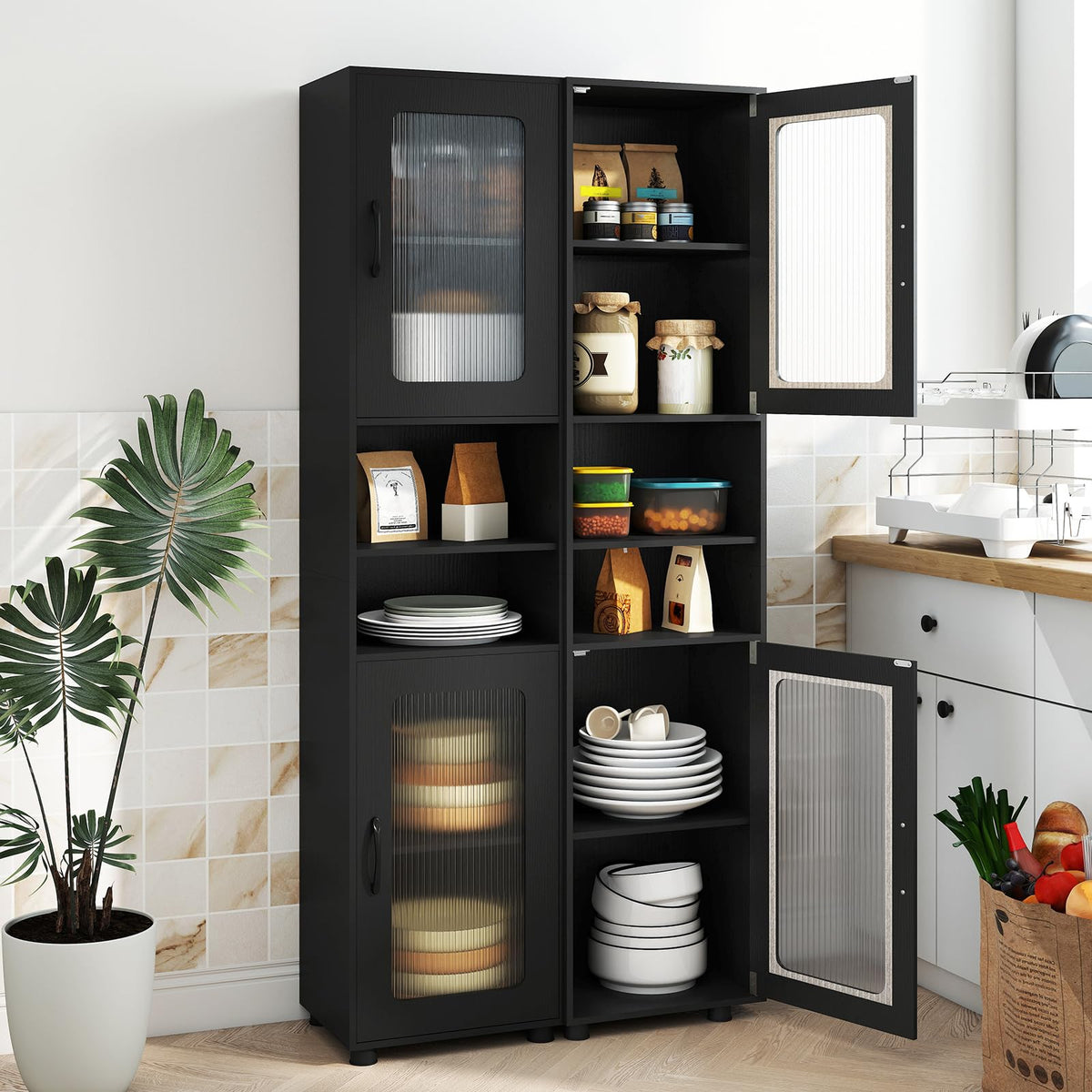 Giantex Tall Bathroom Storage Cabinet, 170 cm H Freestanding Storage Organizer