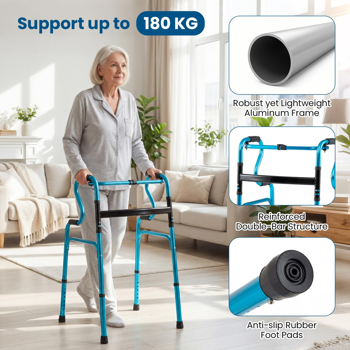 Folding Walker, Height Adjustable Walking Frame