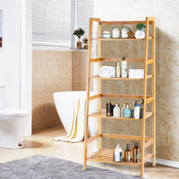 Giantex 4-Tier Bamboo Plant Shelf, Multipurpose Flower Ladder Stand, Potted Plant Display Rack