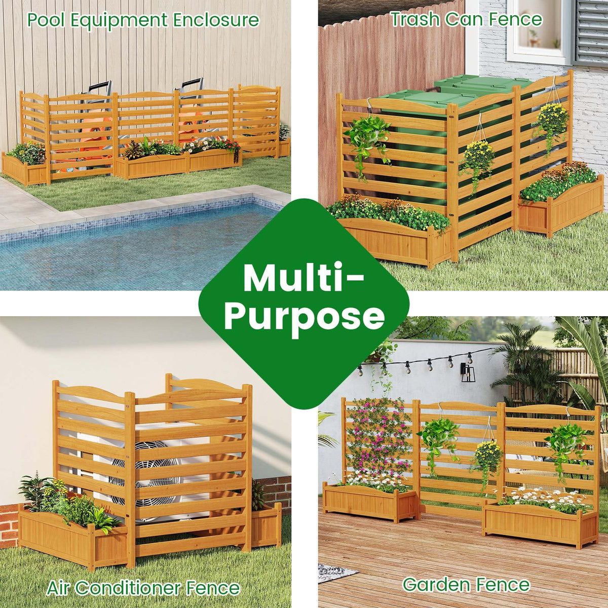 Air Conditioner Fence with Planter Box and No-Dig Kit