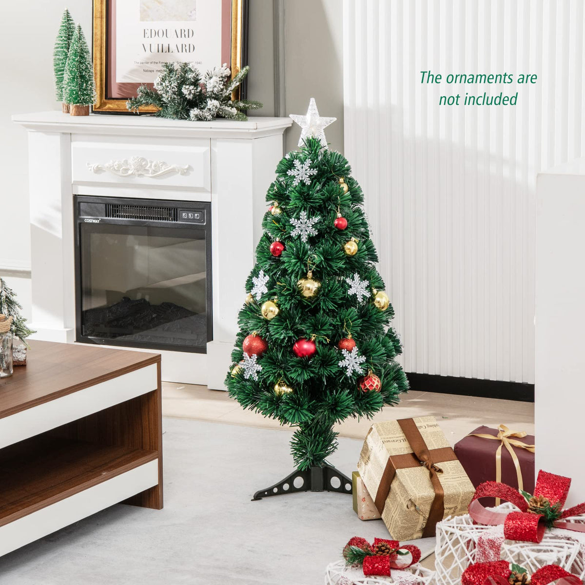 90/120/150cm Pre-Lit Fiber Optic Christmas Tree with 85/125/170 PVC Tips for Holiday Decor