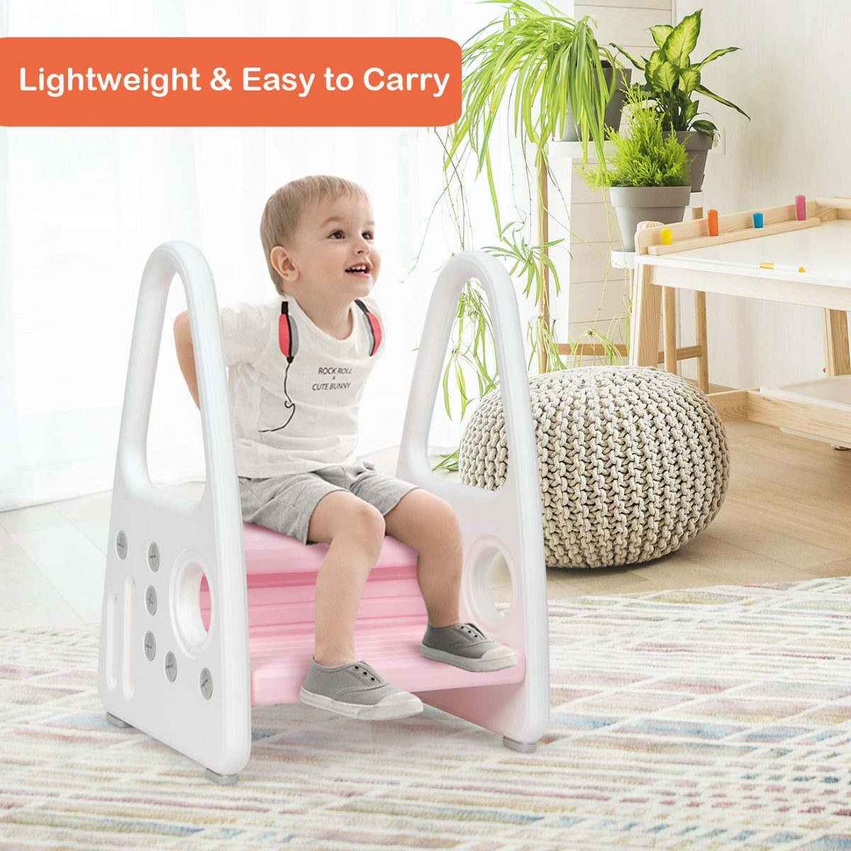 Kids Step Stool, Toddler Step Ladder with Safety Handles & Non-Slip Steps