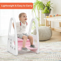 Kids Step Stool, Toddler Step Ladder with Safety Handles & Non-Slip Steps