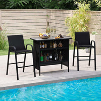 3 Piece Outdoor Bar Set, Patio Bar Height Table & Chairs