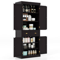 Giantex 183.5 cm Kitchen Pantry Storage Cabinet, Tall Freestanding Cupboard with 4 Doors