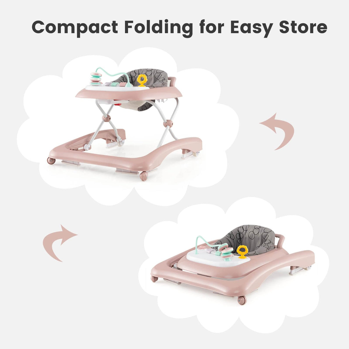 Foldable Baby Walker with Adjustable Height for Boys and Girls